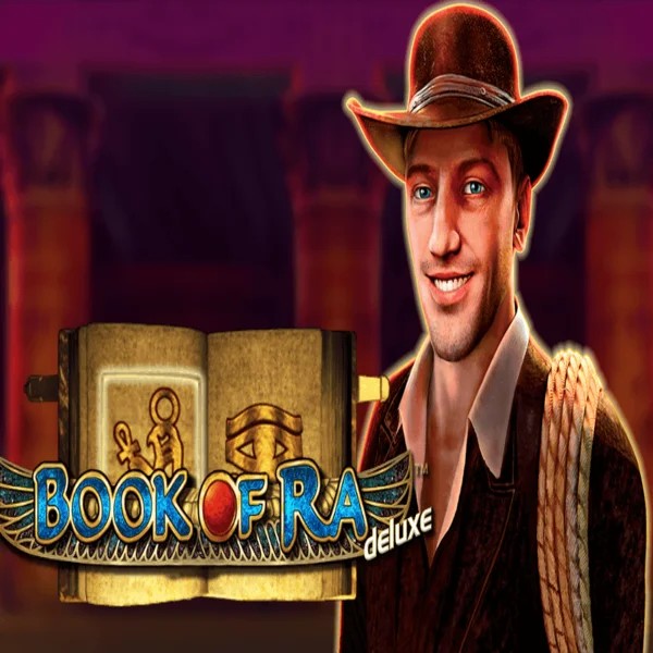 Book of Ra Deluxe logo by Novomatic at Lolospin Casino